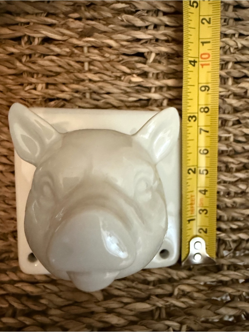 VTG 80s White Ceramic Pig Head Towel Hooks Set - Picture 6 of 7